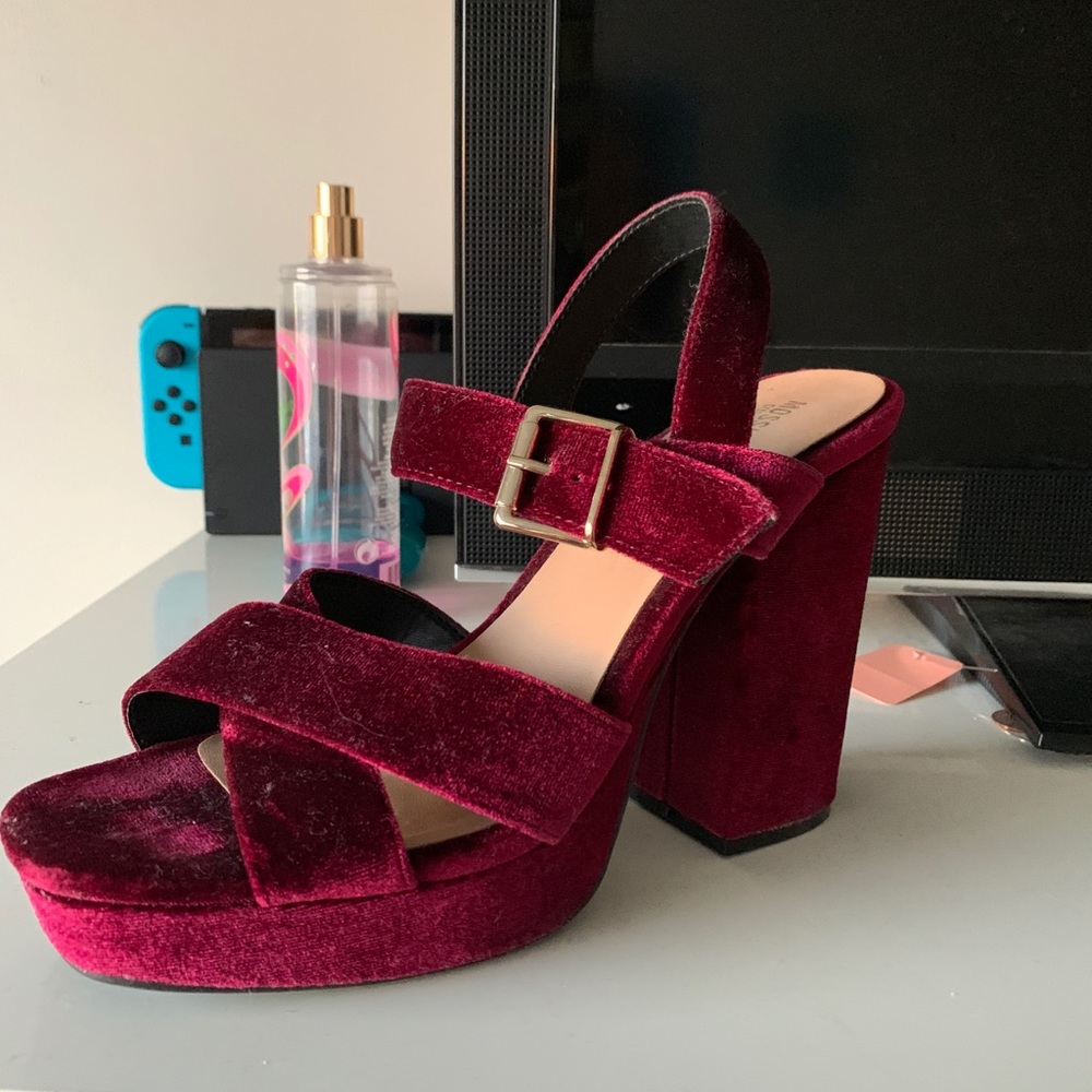 Red velvet heels